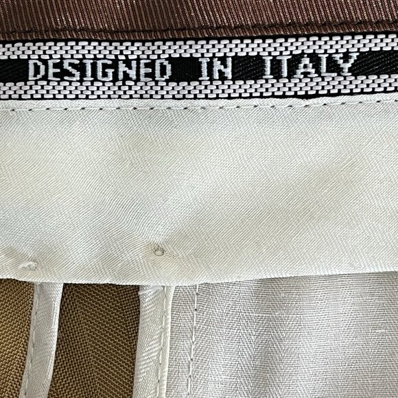 TZARELLI ITALY Mens Tan Wool Striped Dress Pants 34x27.5 Flat Front Straight Leg - Picture 5 of 11